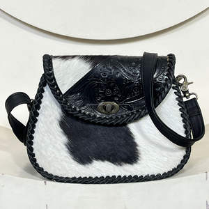 Sac bandoulière en cuir de vachette véritable, motif floral, fait main, style western, bohème, réglable, pour femme, collection 2026 - Product Image 4