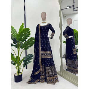 Conjunto de traje de talla XL para fiesta con hilo y trabajo de secuencia para un aspecto elegante - Product Image 6