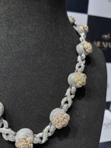 Luxury Rose Flower Cuban Link Moissanite Chain 925 Sterling Silver Two Tone Hip Hop <b>Statement</b> <b>Necklace</b> Pass Diamond Tester - Product Image 3