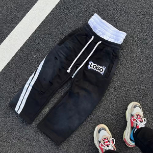 Nouveau pantalon de survêtement évasé pour homme, style urbain, à blocs de couleur, avec cordon de serrage et taille mi-haute, personnalisable avec impression DTF - Product Image 6