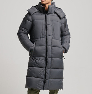 Long <b>Quilted</b> Winter Jacket With Fur Trim Hood Full Sleeves Zipper Closure Solid Color Polyester Shell Thick Warm Coat - Product Image 1