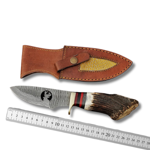 Couteau de chasse artisanal en acier Damas A&M ENTERPRISES, manche en bois de cerf, qualité industrielle, couteau utilitaire de survie, couteau de camping professionnel - Product Image 2