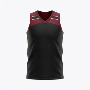 Custom Black Maroon Basketball Jersey Set Sleeveless <b>Athletic</b> Team Uniform Breathable Men Sportswear Wholesale High Performance - Product Image 2