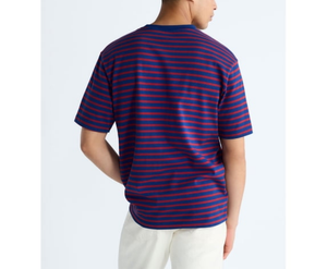 เสื้อยืดคอกลมแขนสั้นระบายอากาศลายทางสำหรับผู้ชายเสื้อคอปกคอลูกเรือแบบคลาสสิก - Product Image 2