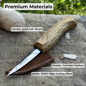 Couteau utilitaire MORTAL SAGA Sloyd en acier au carbone forgé à la main avec manche en bois, bord lisse, outil de randonnée et de bushcraft, 1 pièce, durable pour la sculpture sur bois - Product Image 2