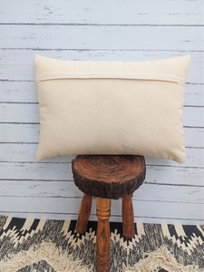 Embroidered Texture <b>Boho</b> Off-White and Blue Stripe 100% Cotton Cushion Cover Zipper Closure Customizable Soft <b>Home</b> <b>Decor</b> - Product Image 3
