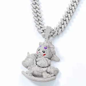 Iced Cartoon Animal Character Brilliant Cut Pendant Moissanite <b>Charm</b> Micro Pave Sterling <b>Silver</b> Hip Hop Jewelry Customizable - Product Image 3