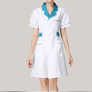 Robe d'uniforme infirmière professionnelle en coton tissé pour femmes, tenue médicale et de soins de santé, uniforme d'infirmière en tissu de coton - Product Image 3