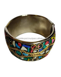 Assorted Patterns Hand Cut Wooden and Brass Bangle Set Handmade Ethnic Style Mixed Design <b>Bracelets</b> for Fashion and Gifting FWE - Product Image 2