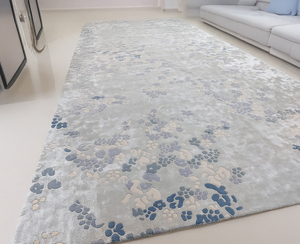 Alfombras de lana y seda de lujo florales estéticas de primera calidad Alfombra con mechones Alfombra de seda de gama alta Proveedor de alfombras con mechones a mano para interiores - Product Image 1