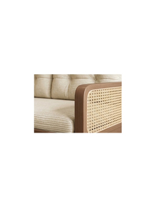 Minimalist Wood Frame Sofa <b>Bed</b> with Fabric Cushion Convertible Design 3 Seater Living Room Furniture - Product Image 4