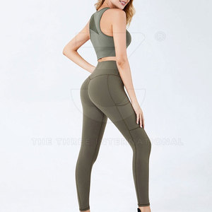 Women Yoga Set Breathable Elastic Waist High Stretch Fitness <b>Workout</b> Activewear <b>Leggings</b> and Sports Bra for Gym Yoga and Running - Product Image 3