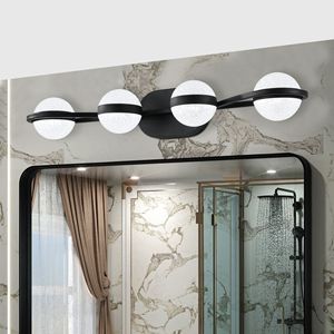 Lampada da parete a LED minimalista nera da 30 pollici per bagno W1340P143677/L2001 B 4 4 luci con paralumi in acrilico effetto sabbia cristallina - Product Image 2