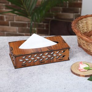Boîte à mouchoirs décorative carrée en bois de pin fait main moderne pour salle de bain Blossom Craft India - Product Image 6