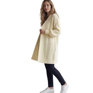 Cardigan long neutre pour femme, en maille torsadée, ouvert sur le devant, coupe ample, manches ballon, confortable, décontracté, tricot tendance, logo personnalisé OEM - Product Image 5