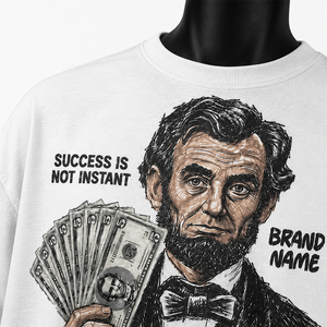 Camiseta Blanca de Manga Corta para Hombre, Abraham Lincoln, Cuello Redondo, Corte Regular, 100% Poliéster Jersey, Diseño Color Block, 220g - Product Image 5