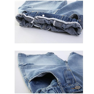 Shorts en jean OEM vintage délavés unisexe coupe ample streetwear avec logo personnalisé et poches cargo – Vente en gros - Product Image 5