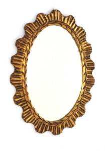 Oval Brass Mirror With <b>Leaf</b> Design Traditional <b>Wall</b> <b>Decor</b> Metal Frame - Product Image 3