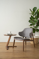 Fauteuil de salon ergonomique manuel de style mid-century moderne haut de gamme, siège rembourré, accoudoirs couleur noyer, pour salon et appartement