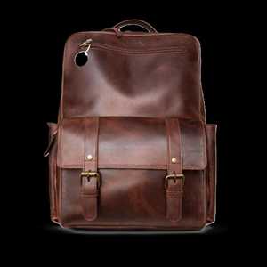 Mochila de Cuero Genuino de Lujo al por Mayor para Hombre, Bolsa para Portátil Hecha a Mano de Piel de Vaca, Mochila de Viaje Vintage Personalizada Co LBK-0117 - Product Image 2
