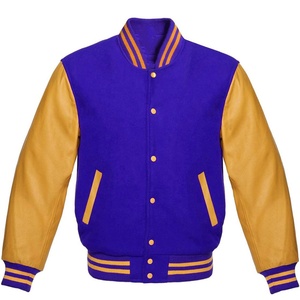 Mens College Varsity <b>Baseball</b> <b>Bomber</b> <b>Jacket</b> Embroidered Windproof Polyester Outerwear with Button Closure - Product Image 1