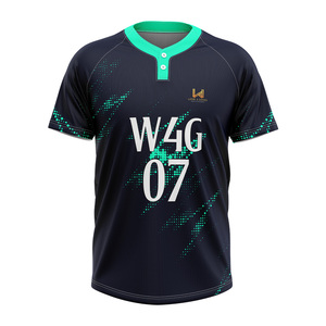 Men's Custom 2 <b>Button</b> Baseball Jersey <b>Half</b> Sleeve Sublimated Team Uniform <b>Shirt</b> Wholesale Sportswear OEM Factory - Product Image 5