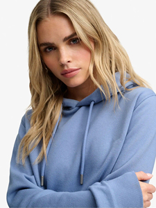<b>Women's</b> Solid <b>Blue</b> Hooded Pullover Sweatshirt Long Sleeve <b>Hoodie</b> Front Pocket Plain Dyed Regular Fit Autumn - Product Image 3