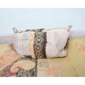 Wholesale Cotton kantha Tassel Zipper Pouch 3-Piece Vintage Large Eco-Friendly Portable Women's Cosmetic Organizer Bag Set - Product Image 5
