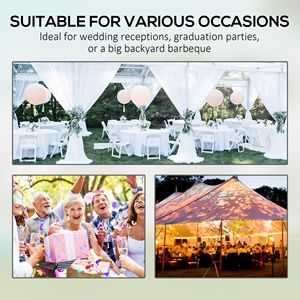 Tendone per Feste in Poliestere Bianco Resistente 5,9m x 11,9m, Grande Tenda Parasole per Matrimoni, Feste ed Eventi, Barbecue - Product Image 4