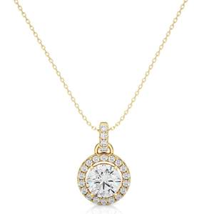 D Color Lab Made Diamond <b>Solid</b> <b>Gold</b> <b>Pendant</b> Bulk Wholesale Price Classic Halo Style Solitaire Diamond <b>Pendant</b> Necklace For Women - Product Image 1