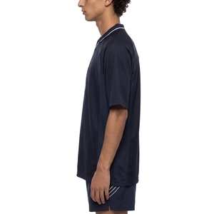 Camiseta de Fútbol para Hombre, Color Azul Marino, Panel Perforado, Cuello en V, Ropa Deportiva de Malla, Venta al Por Mayor - Product Image 2