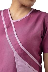 Unisex <b>Doctor</b> Pink Scrub <b>Set</b> with Diagonal Panel Design Hospital Uniform Woven Spandex/Polyester Cotton Pants Top - Product Image 5