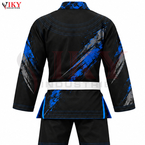 Conjunto de Uniforme de Jiu Jitsu Sublimado Personalizado en Negro y Azul, Tejido de Perlas de Alta Resistencia, con Costuras en Contraste, Equipo de Artes Marciales - Product Image 6