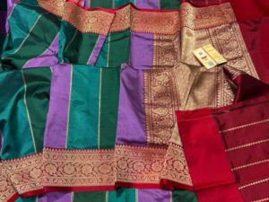 Sari Banarasi en Soie Katan Pure Tissé à la Main, Luxe Traditionnel Indien, pour Mariage et Cérémonies, Multicolore, Teinture à la Brosse Rapide - Product Image 4