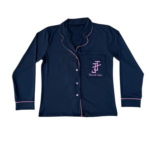Ensemble de pyjama pour femmes Jack and Jill, tissu doux de qualité supérieure, haut à boutons à manches longues, pantalon, logo personnalisé, confortable, vente en gros - Product Image 1