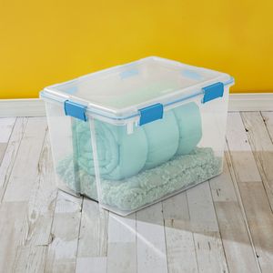 Contenitore di stoccaggio in plastica trasparente da 80 quarti con coperchio della guarnizione grande contenitore di stoccaggio in blu - Product Image 6