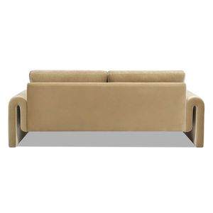 Divano da soggiorno in velluto performante beige marrone cammello con braccioli ad arco Mason 85 pollici - Product Image 4