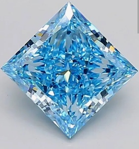 Diamant de laboratoire bleu vif taille princesse, certifié IGI, pierre CVD non montée pour la fabrication de bijoux - Product Image 4