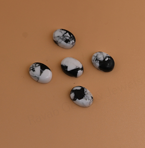 Turquoise Buffalo Blanc Naturel 10x14mm Forme Ovale Dos Plat Poli Brillant Lisse Cabochon Libre pour Fabrication de Bijoux Pendentif - Product Image 6