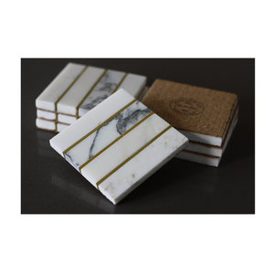 Sous-verres en marbre faits à la main au design moderne, écologiques, durables, lavables, en pierre naturelle pour table à manger - Product Image 1