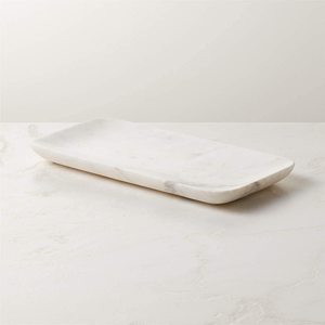 Premium White Marble Single Jewelry Organizer <b>Vanity</b> <b>Tray</b> Handmade Rectangular Stone for Bathroom Countertop Home Dcor - Product Image 4