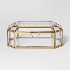 Gold Glass Jewelry <b>Box</b> Metal Frame Organizer Case Clear Display Storage Tray for <b>Vanity</b> Desk - Product Image 3