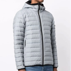 Mens Lightweight Down Puffer <b>Jacket</b> O Cotton R Nylon Quilted Hooded Blouson Water Resistant Winter Technical Coat - Product Image 2