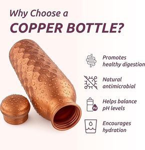 Eco Friendly Hammered Pure Copper Water Bottle Set with Reusable Copper Straw and Kraft Gift Box Leakproof Ayurvedic <b>Drinkware</b> - Product Image 6