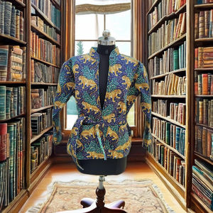 Chaqueta de Algodón con Estampado Animal, Chaqueta Larga Acolchada Tradicional India, Chaqueta de Algodón Estampada a Mano, Abrigos para Mujer - Product Image 1