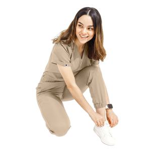 ชุดยูนิฟอร์มพยาบาลลำลองคุณภาพสูง ผลิตตามสั่ง ผ้าเจอร์ซีย์ผสมคอตตอน/โพลีเอสเตอร์ สำหรับฤดูร้อน/ฤดูหนาว รับผลิตแบบ OEM ชุดสครับทางการแพทย์ ราคาประหยัด - Product Image 4