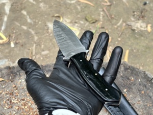 Handmade Damascus Steel Skinning <b>Knife</b> with Black Resin Handle Custom OEM ODM - Product Image 4