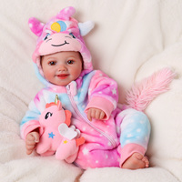 Poupées réalistes Babeside Sunny de 17 pouces, poupées reborn pour filles, nouveau-né réaliste, corps en vinyle et tissu, tenue licorne colorée, vente en gros