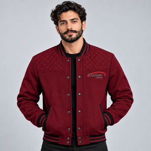 Chaqueta Varsity de Lana para Hombre, Transpirable, Resistente al Viento, con Puños a Rayas, para Invierno - Product Image 1