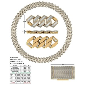 Collier chaîne maille cubaine Miami plate de 18 mm pour homme, style hip-hop tendance, serti de diamants de laboratoire IGI ronds et baguettes de 36,53 carats - Product Image 2